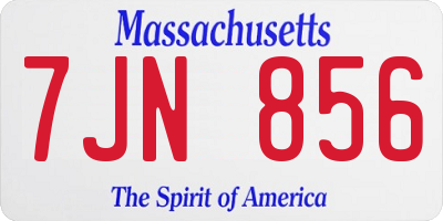 MA license plate 7JN856