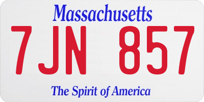MA license plate 7JN857