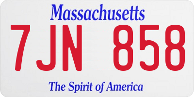 MA license plate 7JN858
