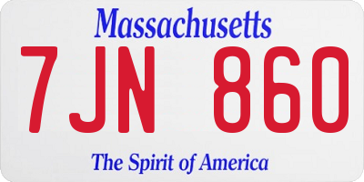 MA license plate 7JN860