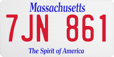 MA license plate 7JN861