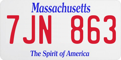 MA license plate 7JN863