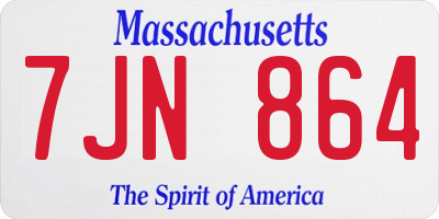 MA license plate 7JN864