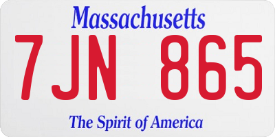 MA license plate 7JN865