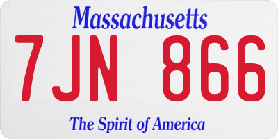 MA license plate 7JN866