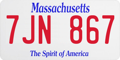 MA license plate 7JN867