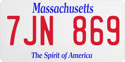 MA license plate 7JN869