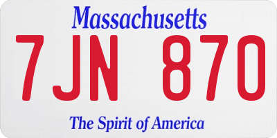 MA license plate 7JN870