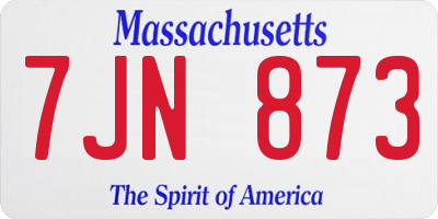 MA license plate 7JN873