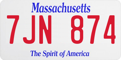 MA license plate 7JN874