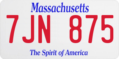 MA license plate 7JN875