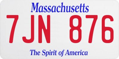 MA license plate 7JN876