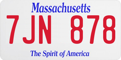 MA license plate 7JN878
