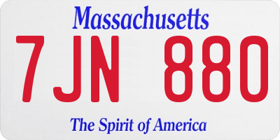MA license plate 7JN880