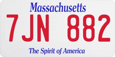 MA license plate 7JN882