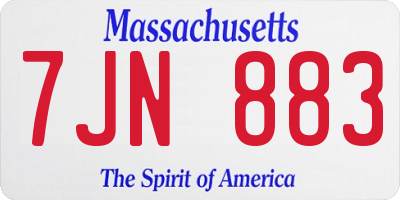 MA license plate 7JN883