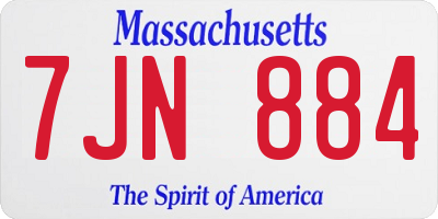 MA license plate 7JN884