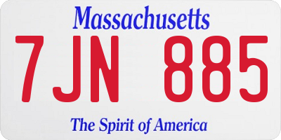 MA license plate 7JN885
