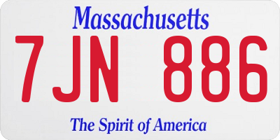 MA license plate 7JN886
