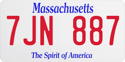 MA license plate 7JN887