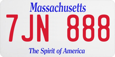 MA license plate 7JN888