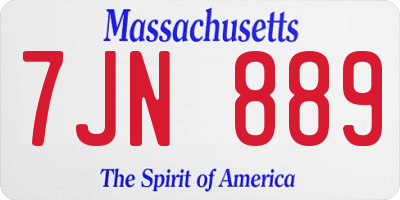 MA license plate 7JN889