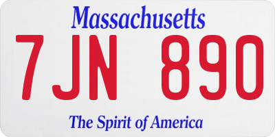 MA license plate 7JN890