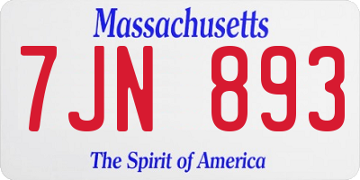 MA license plate 7JN893
