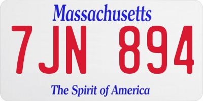 MA license plate 7JN894