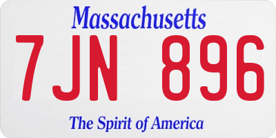 MA license plate 7JN896