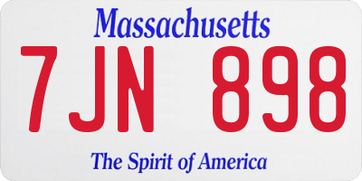 MA license plate 7JN898