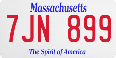 MA license plate 7JN899