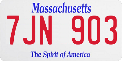 MA license plate 7JN903