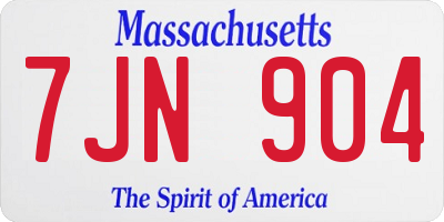 MA license plate 7JN904
