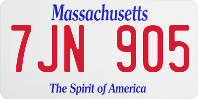 MA license plate 7JN905