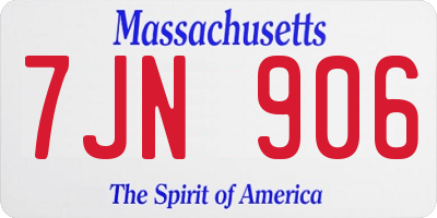 MA license plate 7JN906