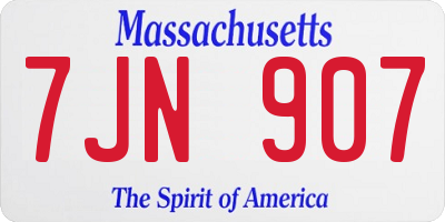 MA license plate 7JN907