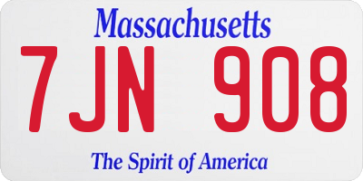 MA license plate 7JN908