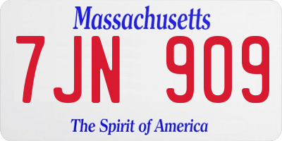 MA license plate 7JN909