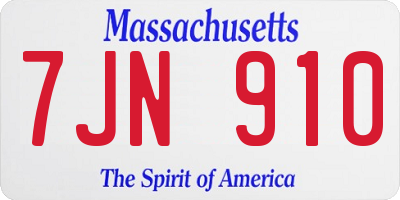 MA license plate 7JN910