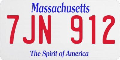 MA license plate 7JN912