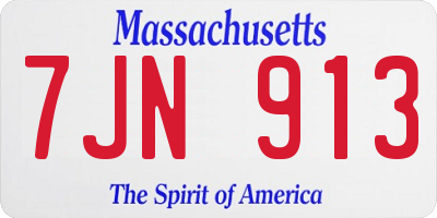 MA license plate 7JN913