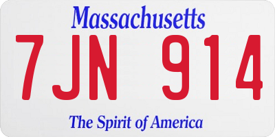 MA license plate 7JN914
