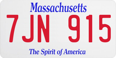 MA license plate 7JN915