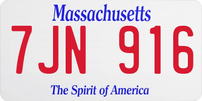 MA license plate 7JN916