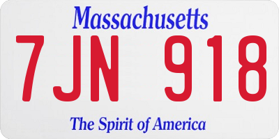 MA license plate 7JN918