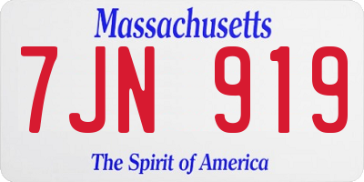 MA license plate 7JN919