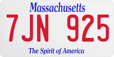 MA license plate 7JN925
