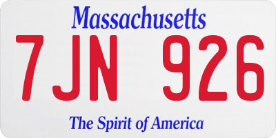 MA license plate 7JN926