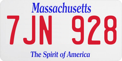 MA license plate 7JN928